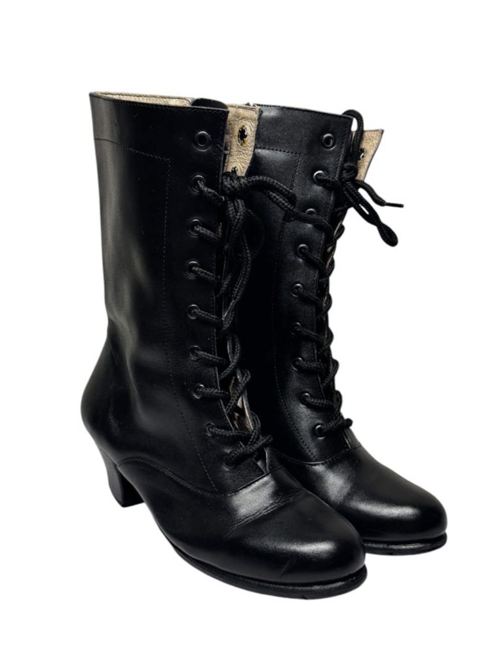 TMC INC. Black Lace-Up Tap Dance Boots Black Color Classic Style for Dancers 7.5